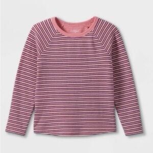 Cat & Jack Pink and White Striped Long Sleeve Tee